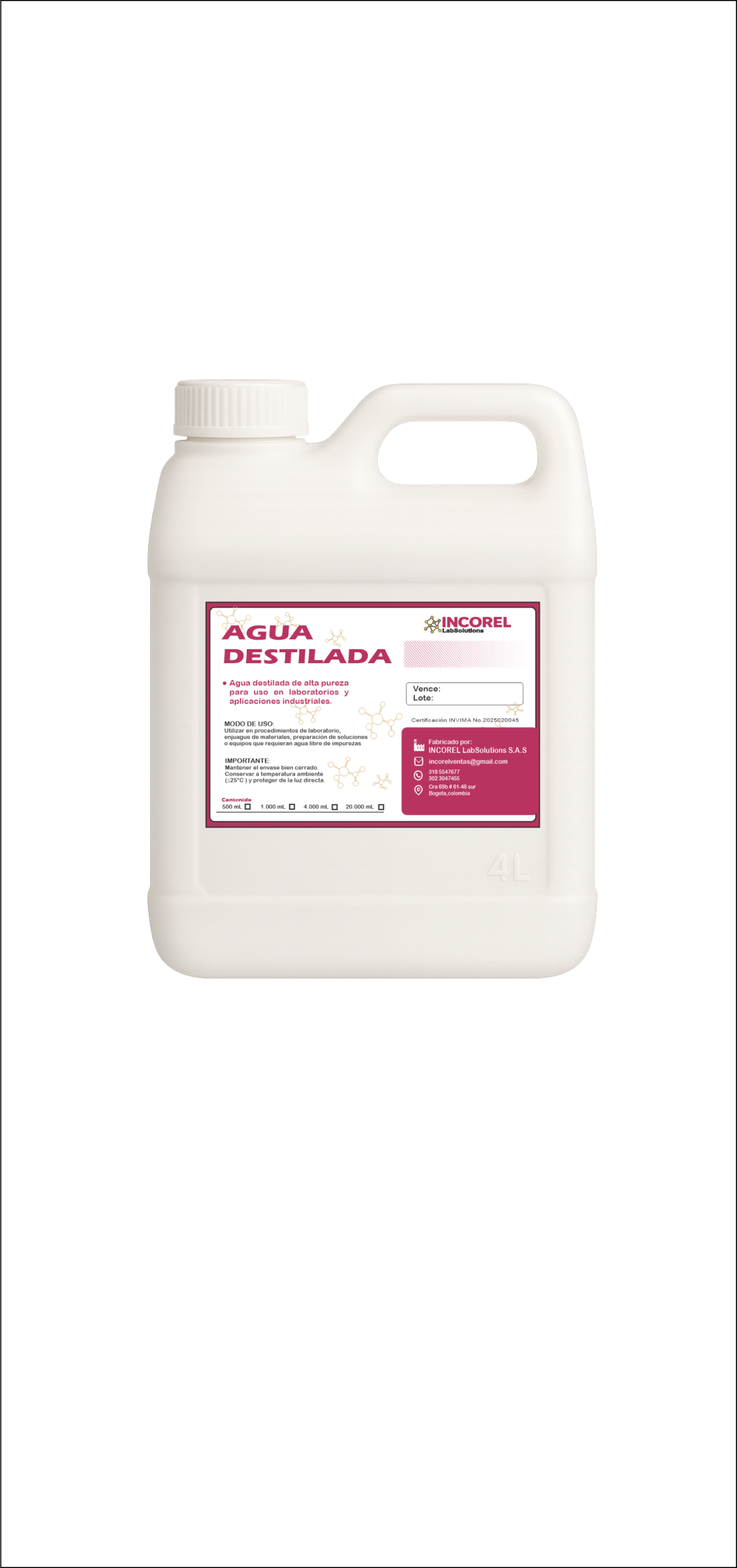 AGUA DESTILADA - Galón 4 Lts